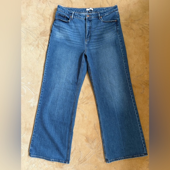 EUC, Loft The Wide Leg Jean, Dark Denim, High Rise, Full Length, SZ 14, 31.5” IS - Picture 5 of 13